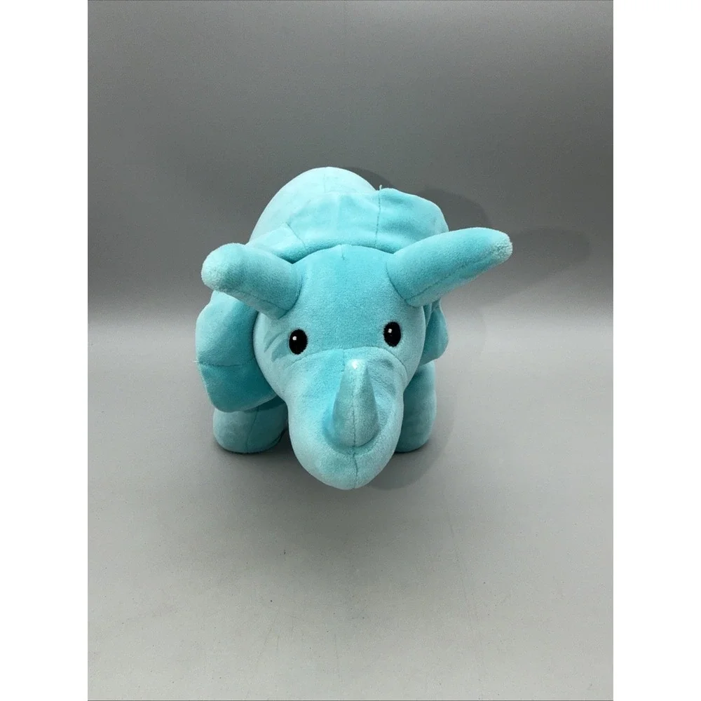 Manhattan Toy Velveteen Dino Spike Triceratops Weighted Blue Dinosaur Plush 18